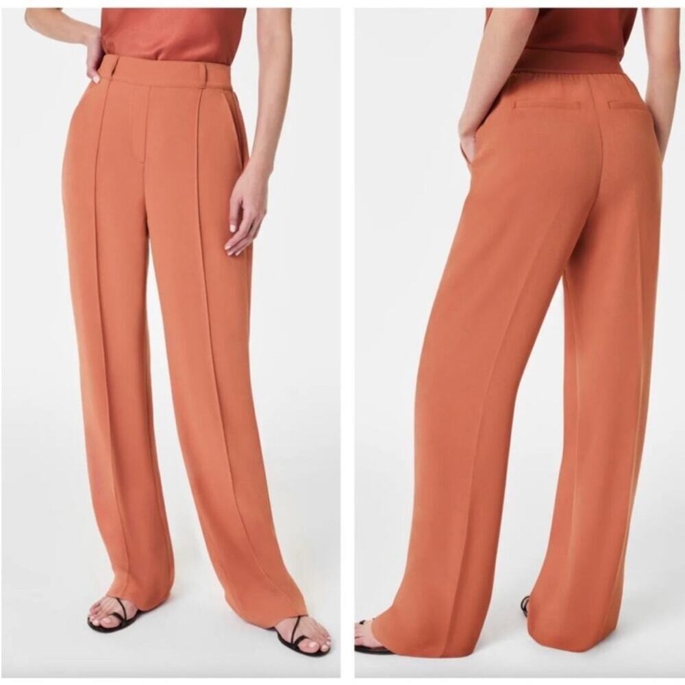 NEW SPANX Carefree Crepe Trouser Straight Wide Leg Sedona Size Medium Petite